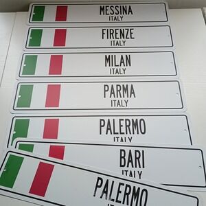 7 PC Lot Italy Street Signs Decor Wall Art Milan Palermo Parma Firenze Messina